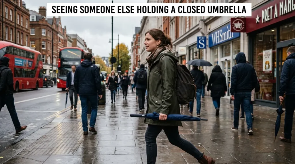 Seeing Someone Else Holding a Closed Umbrella