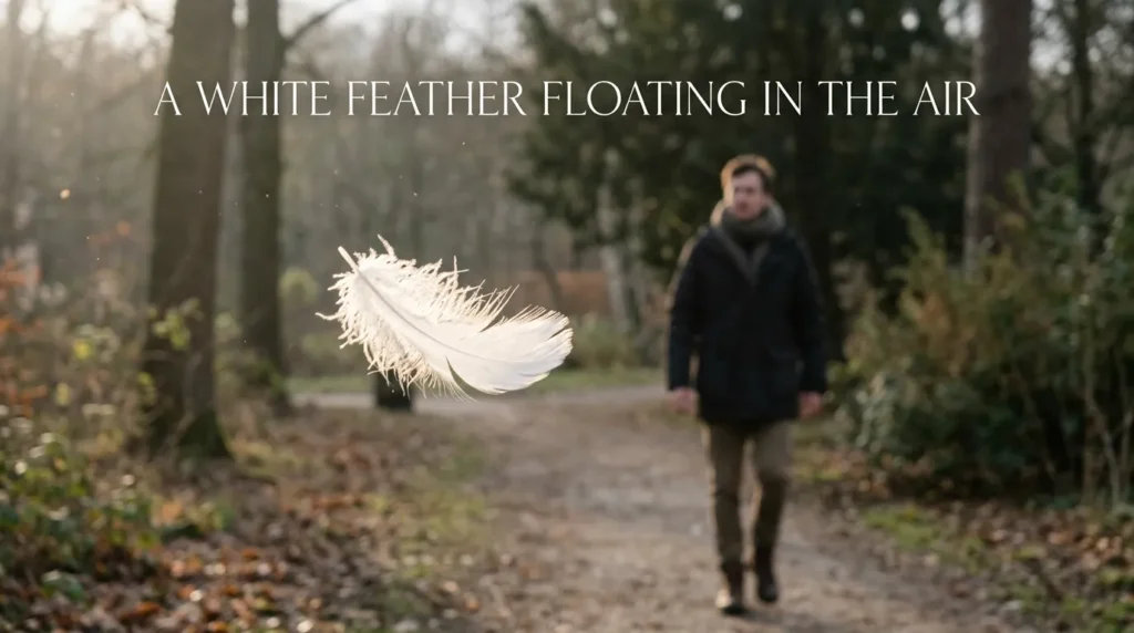 A White Feather Floating in the Air