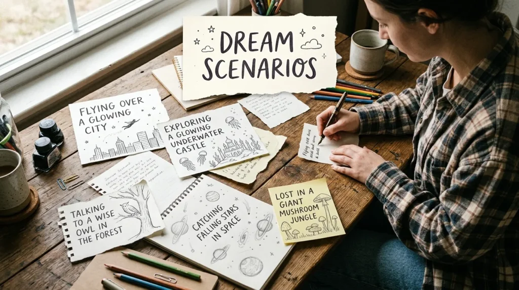 Different Handwritten Note Dream Scenarios